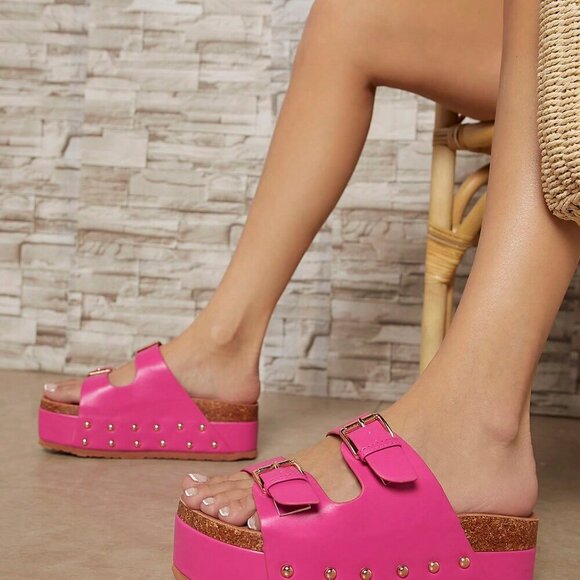 Red Violet Women's Summer Wedge Heel Platform Sandals - Picture 6 of 6